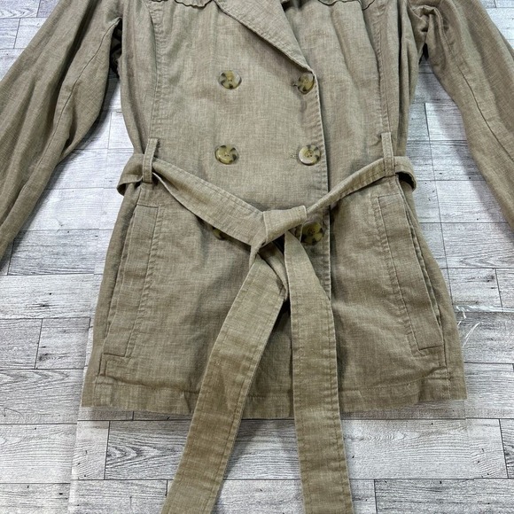 Old Navy‎ Tan Double Breasted Trench Coat Belted Jacket Size XL - Picture 5 of 16